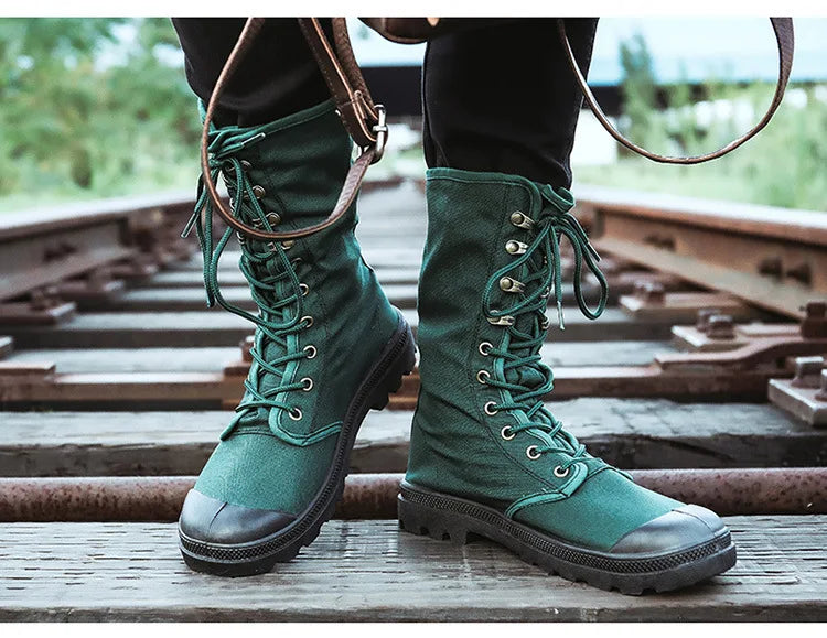 Men Boots Outdoor Fashion Men's Casual Shoes Canvas High Top Shoes Ankle Boots Black High Top Boots