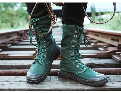 Men Boots Outdoor Fashion Men's Casual Shoes Canvas High Top Shoes Ankle Boots Black High Top Boots