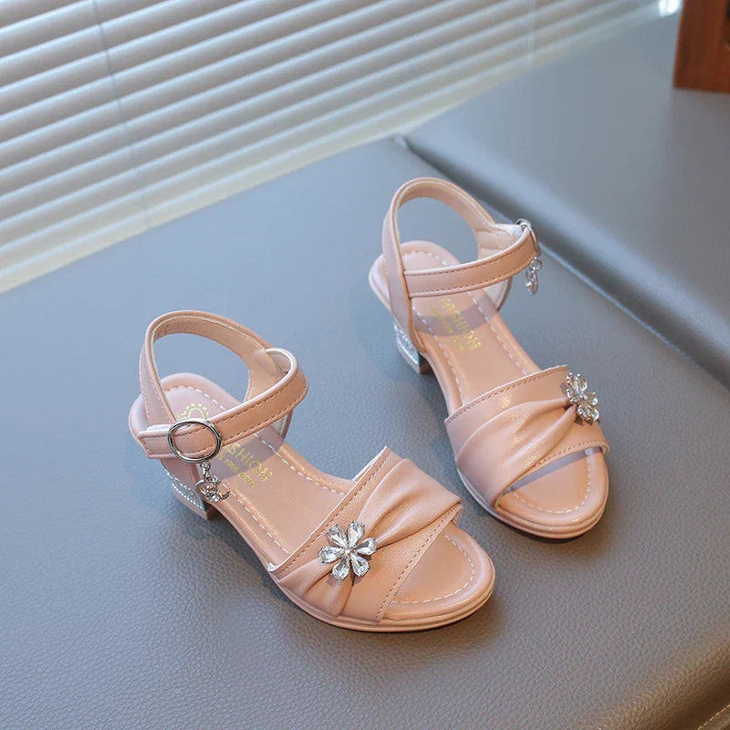 Girls Princess Sandals Summer Kids Low Heels Fashion Party Dress Casual Shoes Outdoor Causal Sandals Children Soft Sole Bow