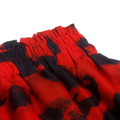 Women's Half length Skirt Summer Retro Red Printed Irregular Long Skirt Fashion Commuter Cake Skirt