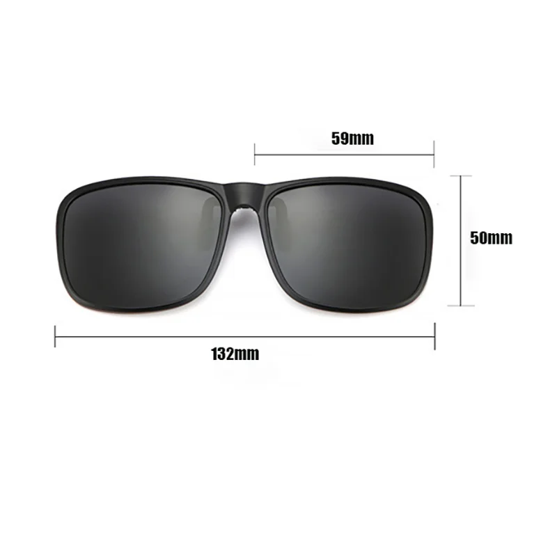 Clip Polarized Sunglasses Square Men Clip On Glasses Flip-up Frames Sunglasses Covers Blue Night Vision Color Lens 2025