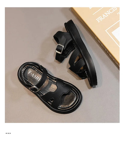 New Summer Girl Sandals Fashion Solid Color Children Causal Versatile Open-toe Beach Shoes Breathable Kids Thick Bottom Sandals