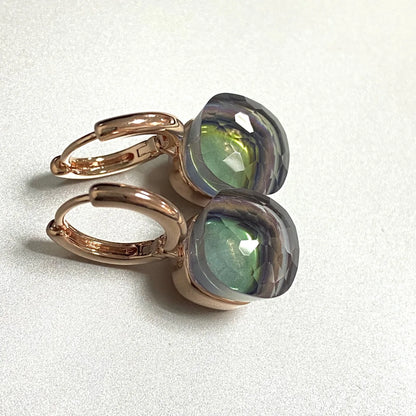 Classic Earrings For Women Amethyst Crystal Earrings Copper With Gold Plated Square Candy Colors Earrings Fashion Jewelry