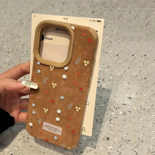 Branches and Leaves Broken Flowers Bonded Leather Phone Case For iPhone 17 16 Pro Max 15 14 Plus 13 12 11 XS X XR 17 Air Cover