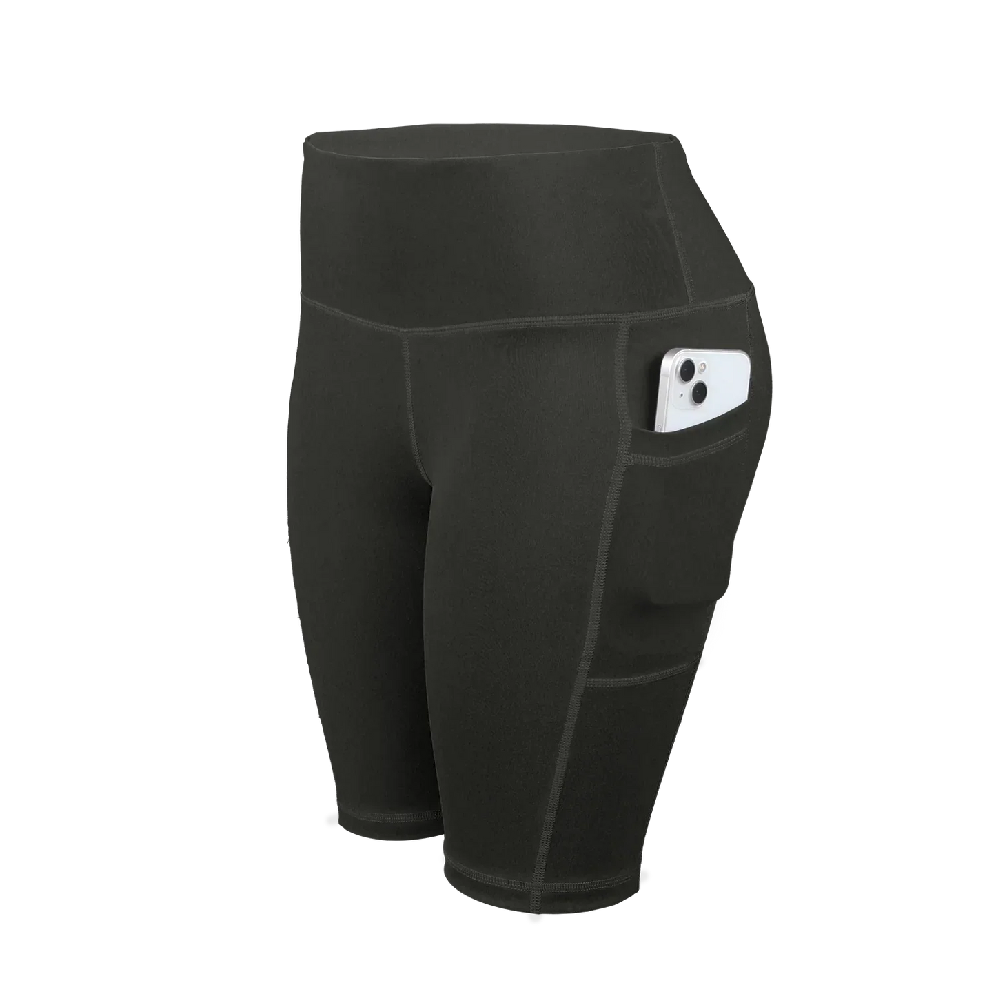 Women Solid Yoga Shorts with 3 Pockets High Waist Butt Lifting Workout Tights Gym Elastic Cycling Shorts Activewear