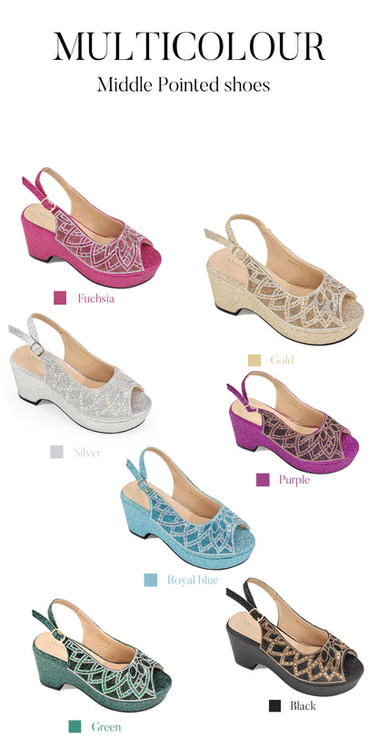 Sky Blue Elegant Nigerian Rhinestone Wedding Shoe and Bag Set Italian Inspired High Heels and Matching Handbag