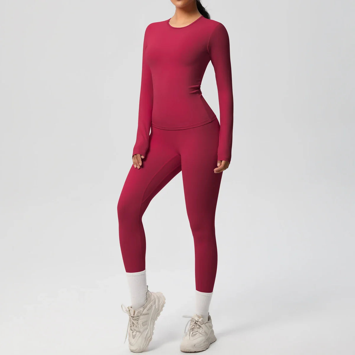 2 PCS Sportswear Yoga Set Gym Clothes Yoga Suits For Women Fitness Set Tracksuits Sports Long Sleeve Crop Top Gym Leggings