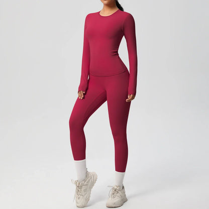 2 PCS Sportswear Yoga Set Gym Clothes Yoga Suits For Women Fitness Set Tracksuits Sports Long Sleeve Crop Top Gym Leggings