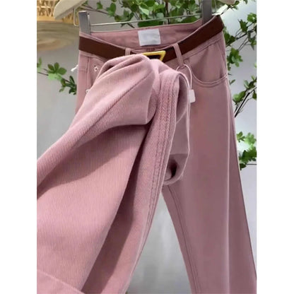High Waist Straight Loose Soft Denim Pants Female Slim Jeans