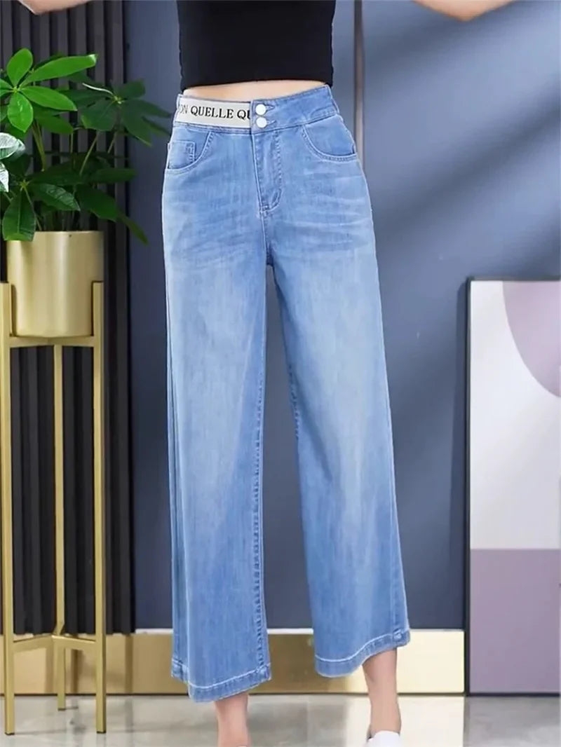 Wide Leg Pant Ladies High Waist Straight Tube Jeans