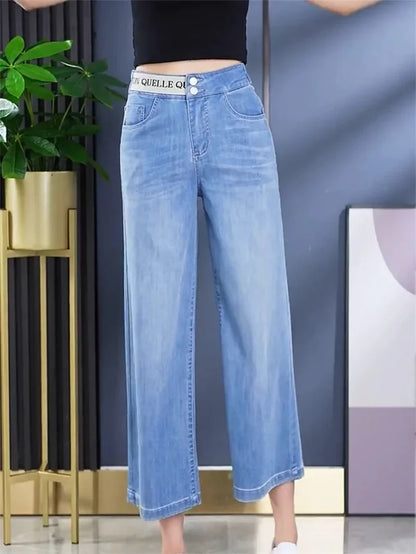 Wide Leg Pant Ladies High Waist Straight Tube Jeans