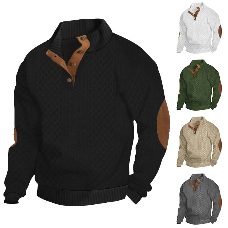 2024 cross-border hot-selling autumn and winter men's casual stand-up collar long-sleeved jacquard knitted pullover sweater