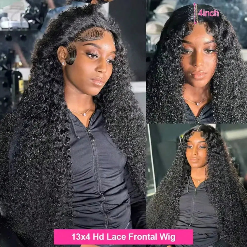 42 40 Inch 250% Density Jerry Curly 13x4 HD Lace Frontal Wig Glueless Pre Plucked Wet and Wavy Curly Human Hair Wig