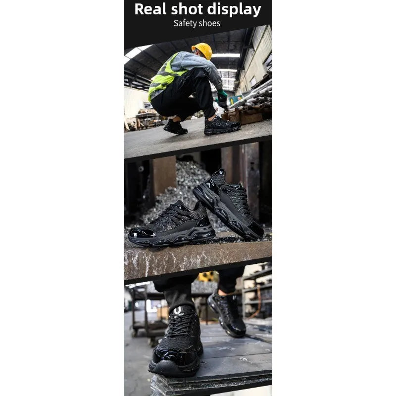 Anti Smashing Anti Piercing Lightweight  Breathable Dirt Resistant Thick Sole  Cushioning  Soft Steel Toe Cap Safety Shoes