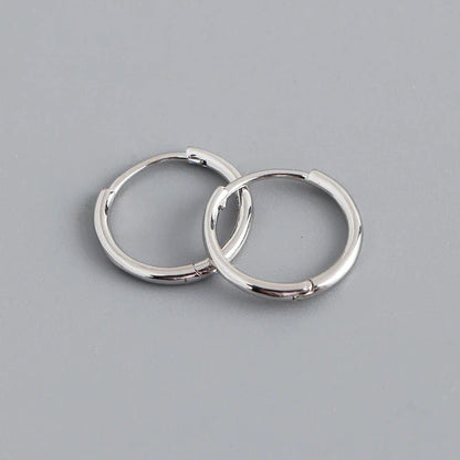 925 Sterling Silver Minimalist Glossy Circle Hoop Earrings for Women Fashion Simple Ear Bone Piercing Jewelry Accessories