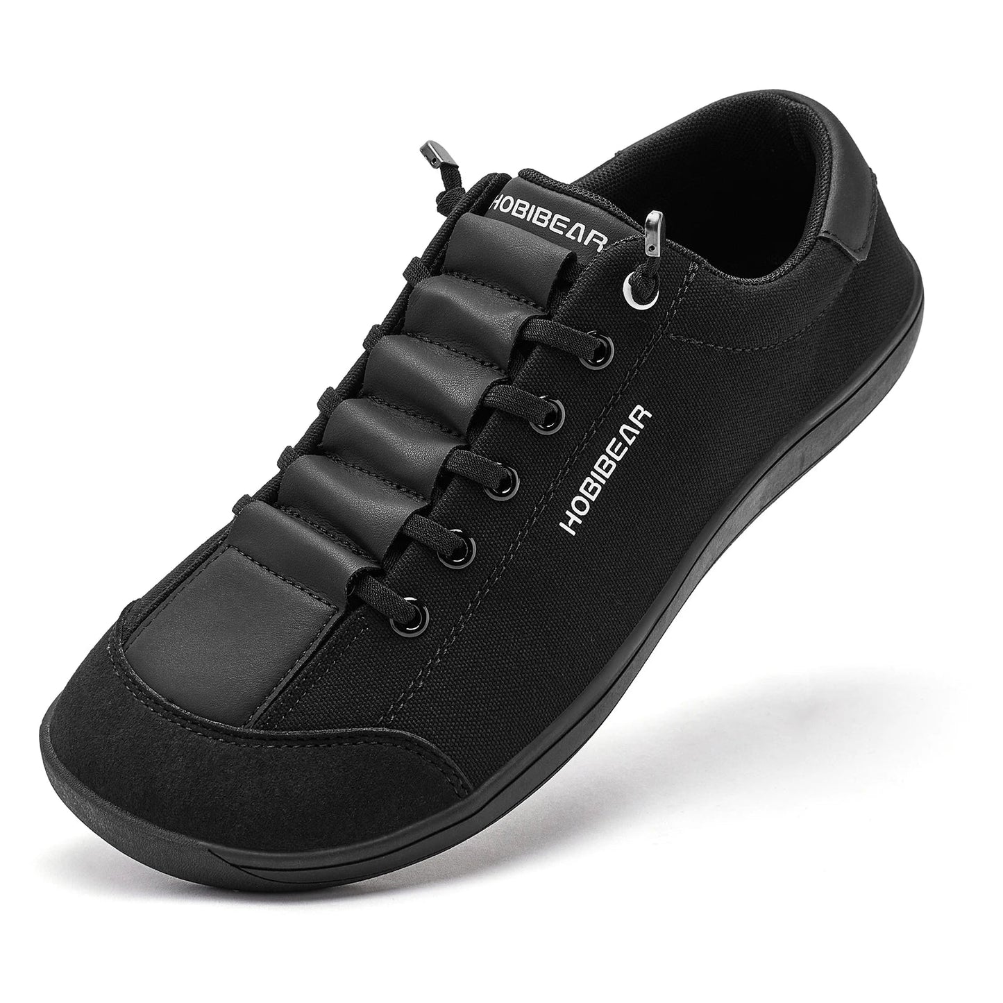 Wide Toe Barefoot Shoes for Unisex Minimalist Artificial Leather Sneakers Lightweight Adjustable Slip On Walking Shoes