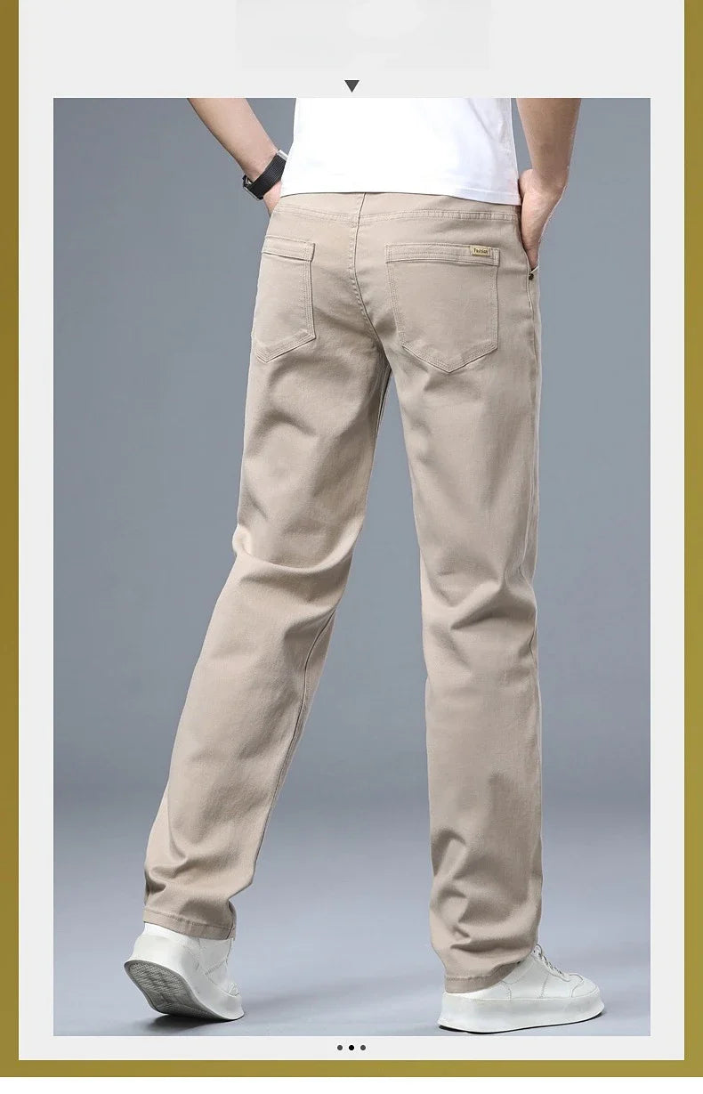 Men's Straight Leg Jeans Slim Fit Stretch Comfort Denim Pants Korean Casual Fashion Minimalist Business Male Daily Trousers