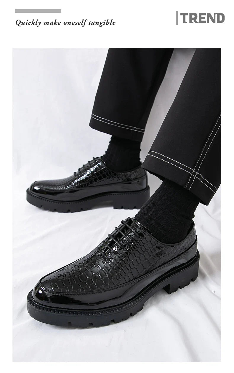 New high-end and trendy pointed-toe leather shoes for men's business formal wear British-style Korean casual shoes