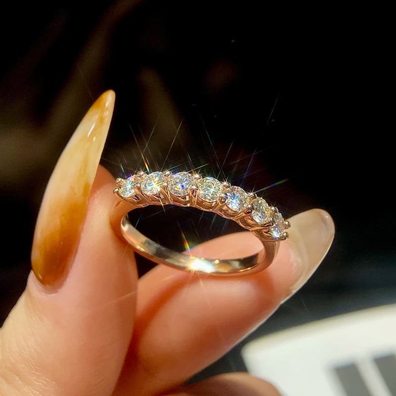 Real Moissanite Ring 925 Sterling Silver Diamond Eternity Band Engagement Wedding Rings for Women Luxury Quality Jewelry