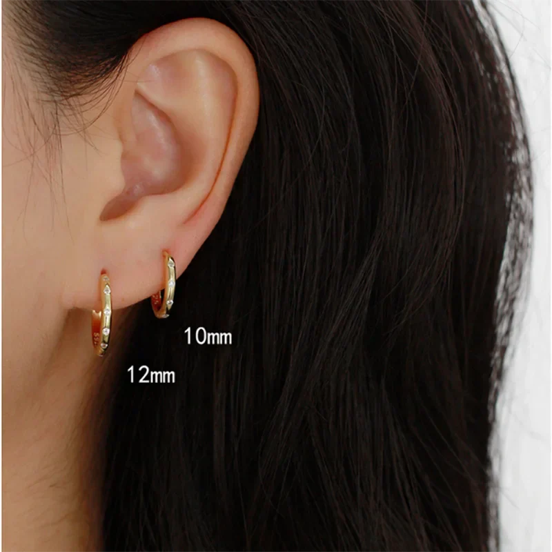 925 Sterling Silver Fashion Simple Piercing Ear Closure Statement Stacked Ear Hoop Earrings for Women Huggies Jewelry