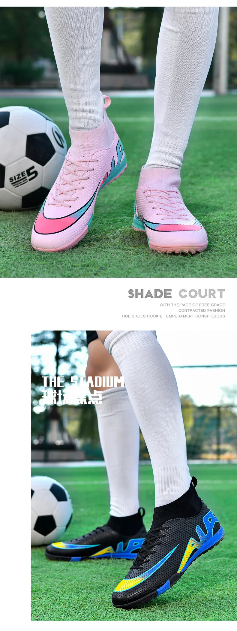 Men Professional Soccer Cleats FG/TF Football Boots Non Slip Breathable Training Shoes Outdoor Match Sneakers Grass Turf Sports