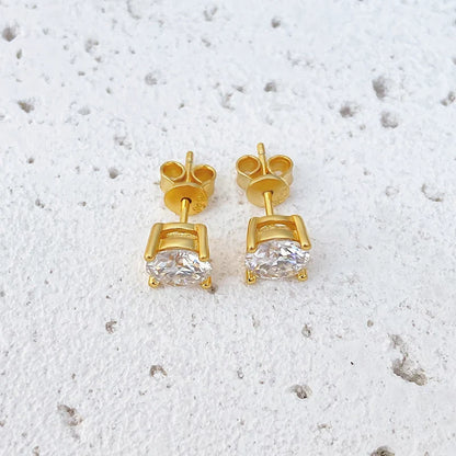 0.2-2ct Moissanite Earrings For Women 925 Sterling Silver Ear Studs with Yellow Gold Plated Lab Diamond Wedding Jewelry