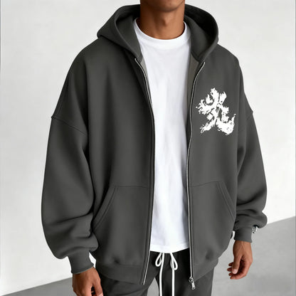 Anime Rengoku Kyoujurou Printed Zipper Hoodie Autumn/Winter  Men's and Women's Casual Sports Sports Shirt Top