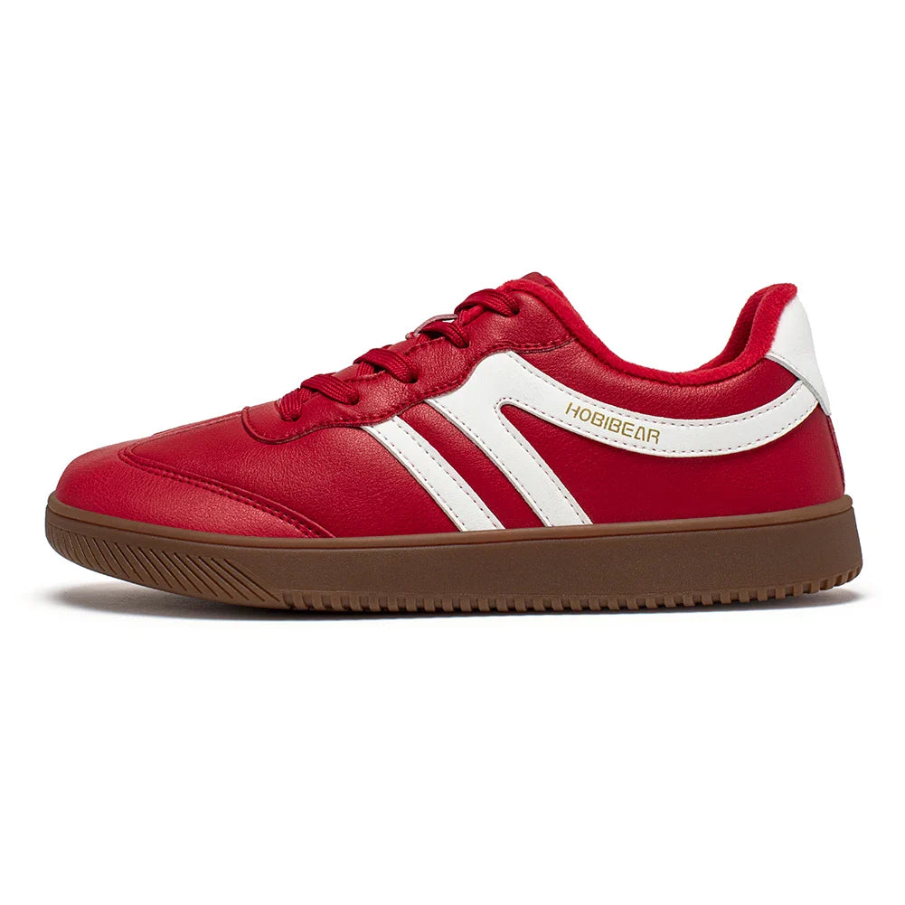 Wide Toe Shoes Unisex Artificial Leather Faux Fur Lined Sneakers Casual Retro Lace Up Shoes for Women Men