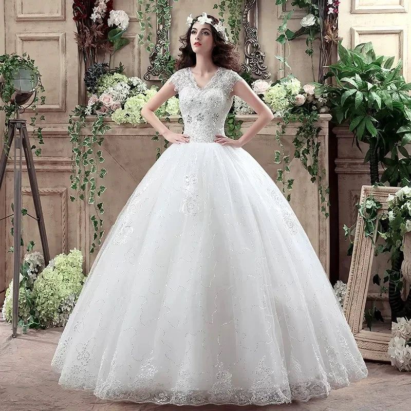 Wedding Dress Wholesale Lace up Embroidery Bride Marriage Dresses White Ball Gown Factory Christmas Carnival Plus Size