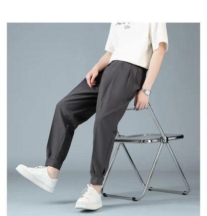 Pleats Men's Casual Harem Pants Japanese Style Fashion Loose Pants Harajuku Male Feet Solid Color Youth Trousers Streetwear