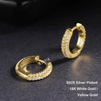 Full 1mm D Color Small Moissanite Hoop Earrings For Women Silver 925 Plated 18k Gold 0.8cttw Hook Earring Ear Buckle Gift