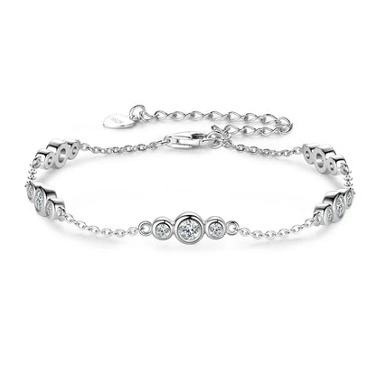2024 New 18k Gold Plated Bracelet 925 Silver Chain 2mm D Color Bezel Moissanite Bracelets Fashion Women's Jewelry Gifts