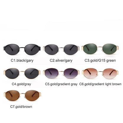 Sunglasses for Women Retro Metal Oval Men Luxury Brand Designer