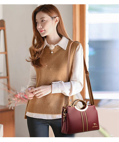 Luxury Designer Crossbody Bag for Women 2024 Brand 3 Layers Handbag Purse Female Genuine High Quality Leather Shoulder Totes Sac