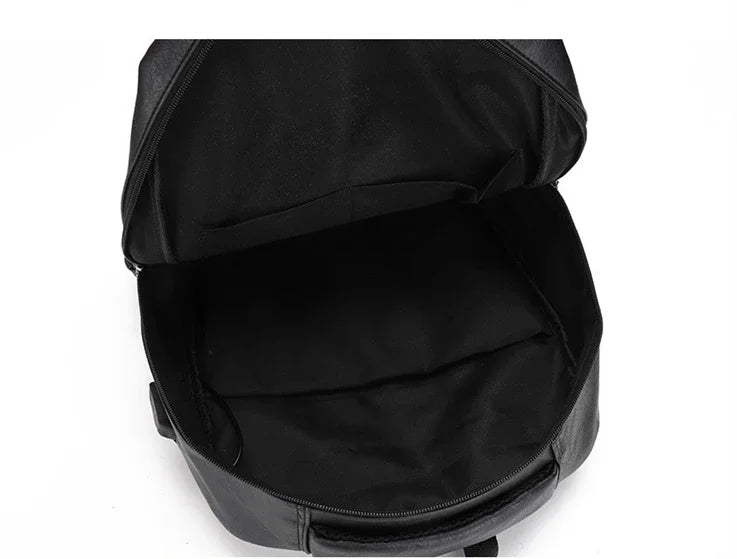 High QualityUSBCharging Backpack MenPULeather Large Capacity Computer Backpack School Backpack for Teenage Boys