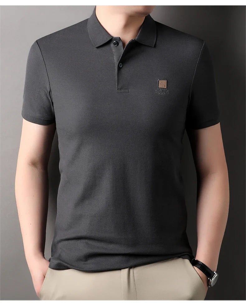 High end brand 100% cotton polo shirt short sleeved men's 2024 summer fashion embroidery comfortable breathable casual T-shirt