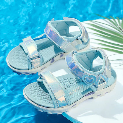 Princess Girls' LED Sandals Children's Toddler Sports Beach Pink blue Girls' Soft Shining Shoes Outdoor Soft  Anti-Slip LED Shoe