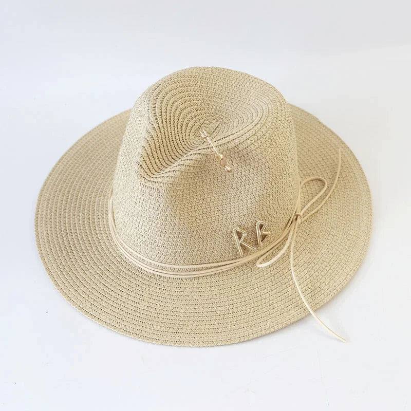 Big Size  Summer Sun Hats Ladies Fashion Girl Beach Straw  Hat Luxury Grass Jazz Top Panama Hat Womens 60cm Large Head