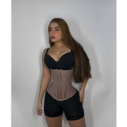 Fajas Colombianas Waist Trainer Corset Double Compression Body Shaper Tummy Control Slimming Flat Belly Belt with Steel Bones