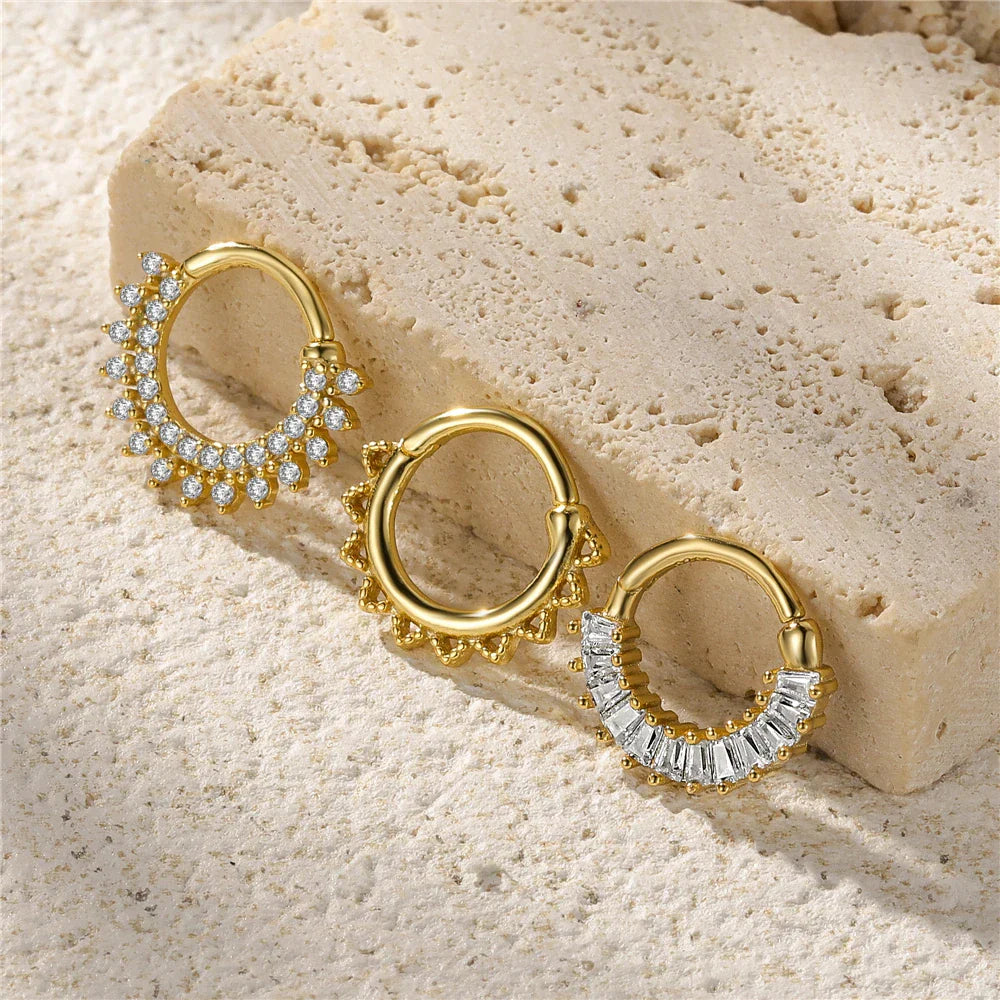 Multible Crystal Hoop Earrings for Women 2021 925 Sterling Silver Ear Nose Jewelry Earrings Heart Round joyas de plata 925