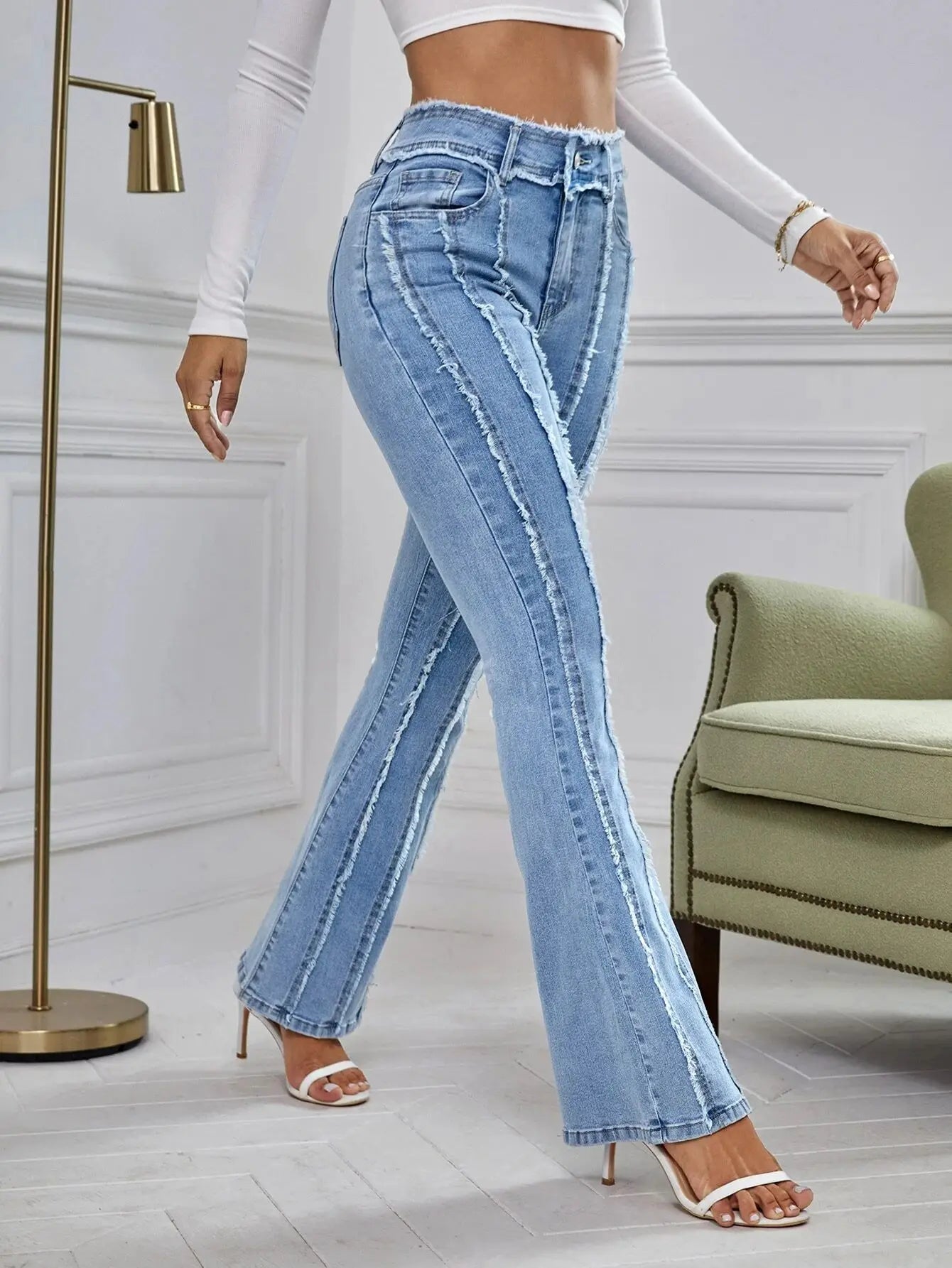 Women Skinny High Waist Aesthetic Y2k Denim Trousers