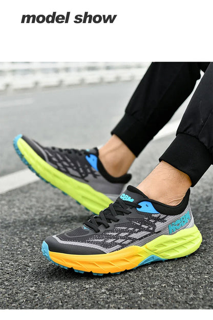 Men's Marathon Shoes Running Shoes Breathable High elasticity Cushioning Male Lightweight Sports Shoes Fitness Training