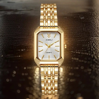 Women's Fashion Square Watches Gold Alloy Strap 2025 Luxury Ladies Quartz Wristwatches Qualities Female Roman Scale Clock
