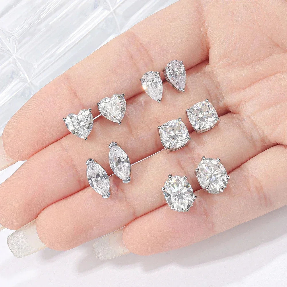 0.5-2carat Moissanite Stud Earrings for Women Marquise Cut Diamond EarringCertified Certificates 925 Sterling Silver Ear Studs