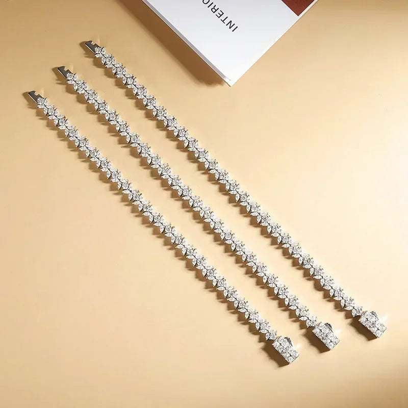 Full Moissanite Bracelet 925 Sterling Silver Butterfly Marquise Cut Diamond Women Wedding Bangle Jewelry Gifts Certificate