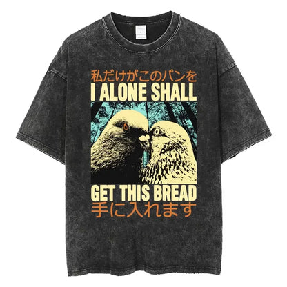 Amare Box No Thoughts Head Empty Japanese T-shirt Funny Capybara Vintage Washed T Shirt Men Women Casual Loose Short Sleeve Tees