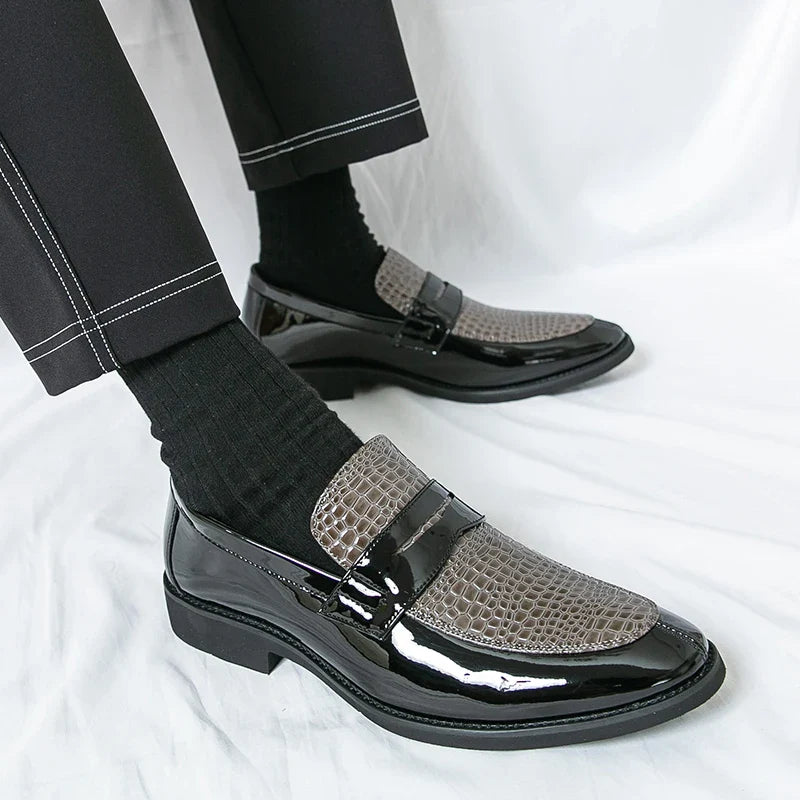 Loafers Shoes Men Color Blocked Business Casual Fashion Round Head Formal Wedding Shoes