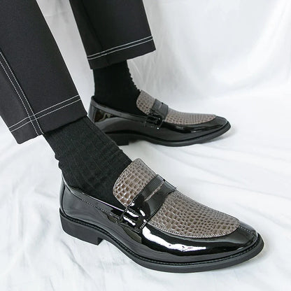 Loafers Shoes Men Color Blocked Business Casual Fashion Round Head Formal Wedding Shoes