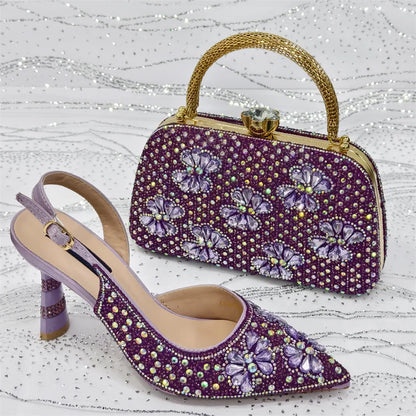 Festive Elegance: Spot Goods Dazzling Heels and Chic Long Bag Clutch Perfect Combination Of Shoes And Bag for Special Occasions