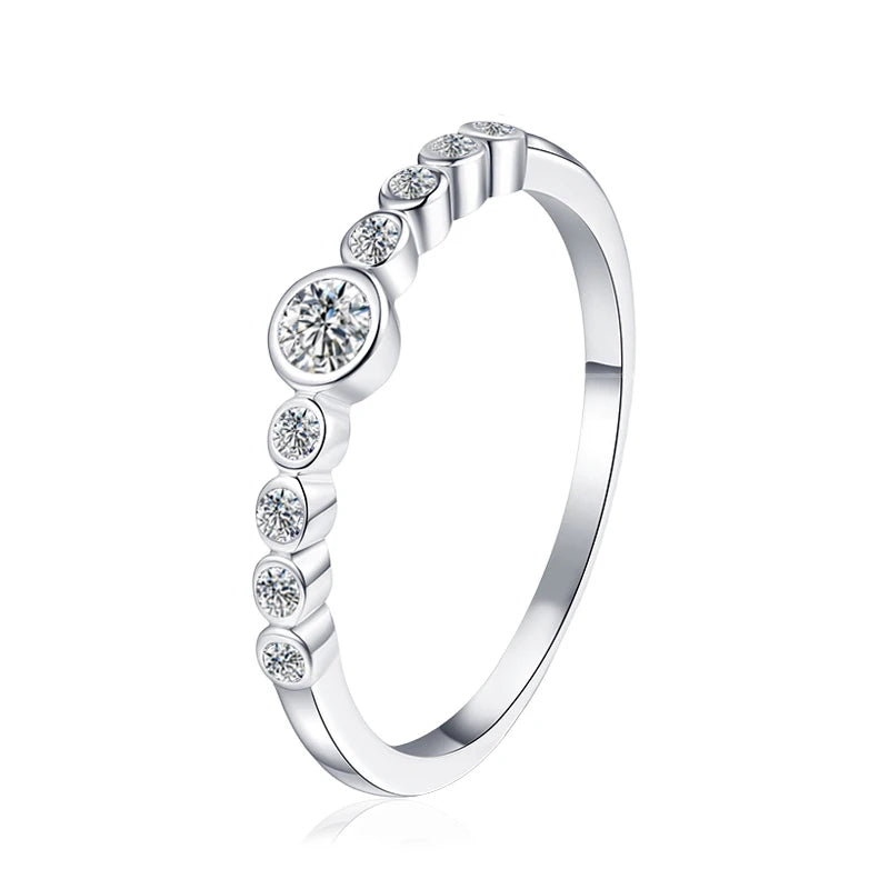 Full Moissanite Ring Engagement Rings for Women 925 Sterling Silver with White Gold Plated Wedding Promise Eternity Band